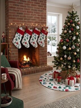 Holiday Style Tree Skirt and Matching Stocking Set NWT